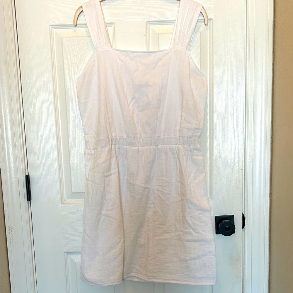 LOFT Soft White Cotton Lined Dress NWT